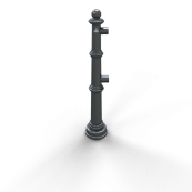 Aluminium ornamental bollard | series 495.01B | End post for top and knee bar